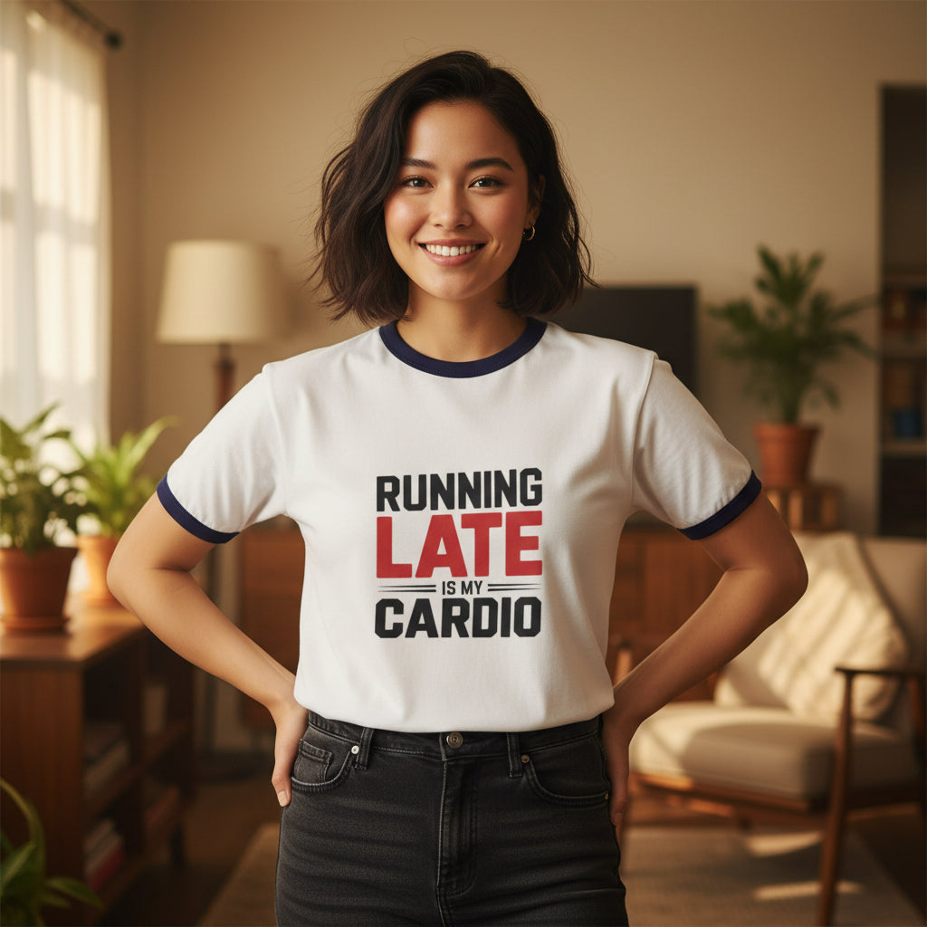 Running Late Is My Cardio Ringer Tee