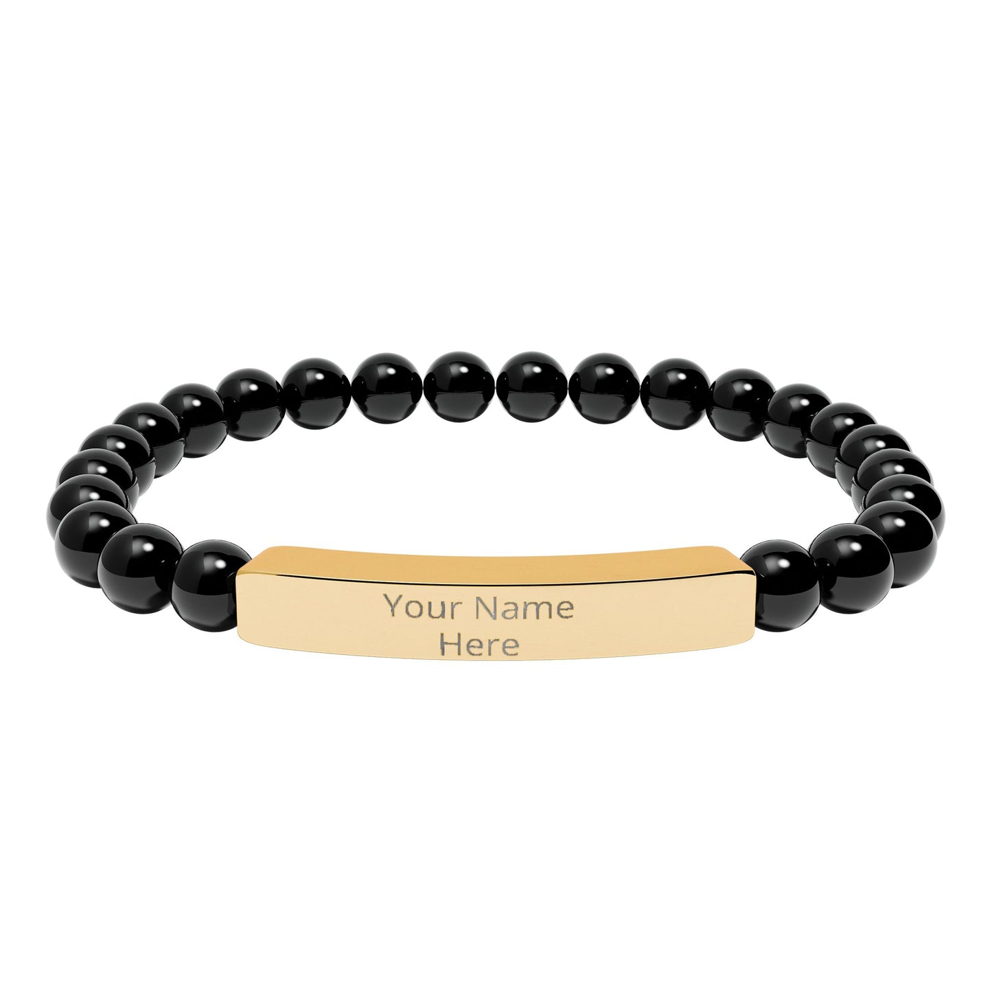 Personalized Engraved Stone Bar Bracelet – Custom Name Stretch Beaded Bracelet