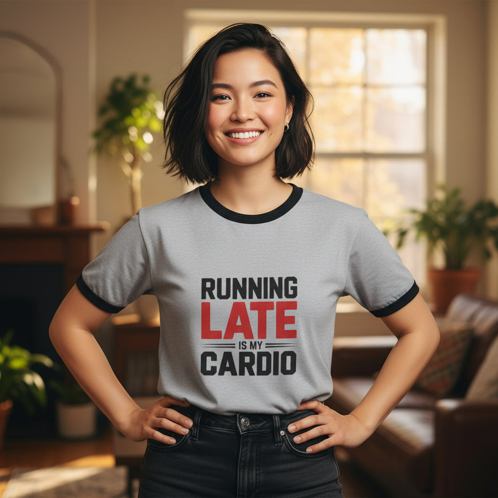Running Late Is My Cardio Ringer Tee
