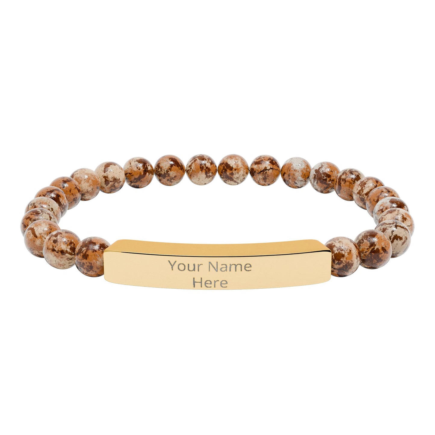 Personalized Engraved Stone Bar Bracelet – Custom Name Stretch Beaded Bracelet