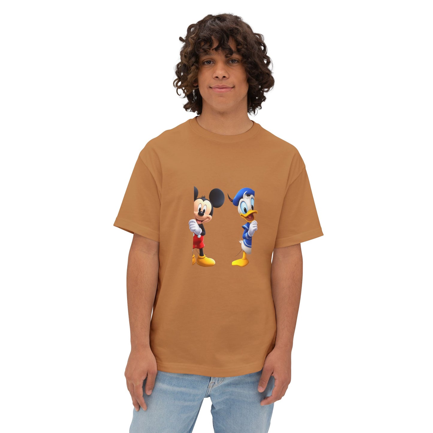 Mickey & Donald Graphic Tee — Oversized Boxy Cartoon Shirt
