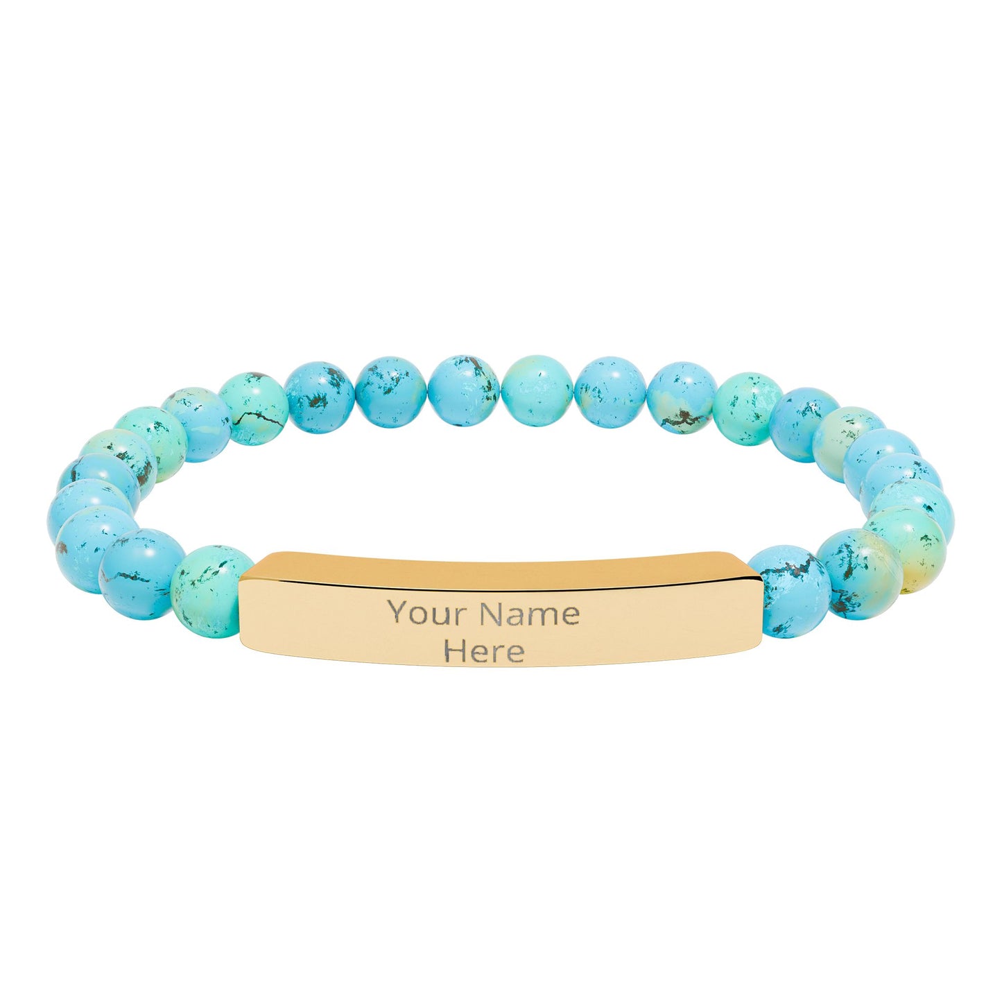 Personalized Engraved Stone Bar Bracelet – Custom Name Stretch Beaded Bracelet