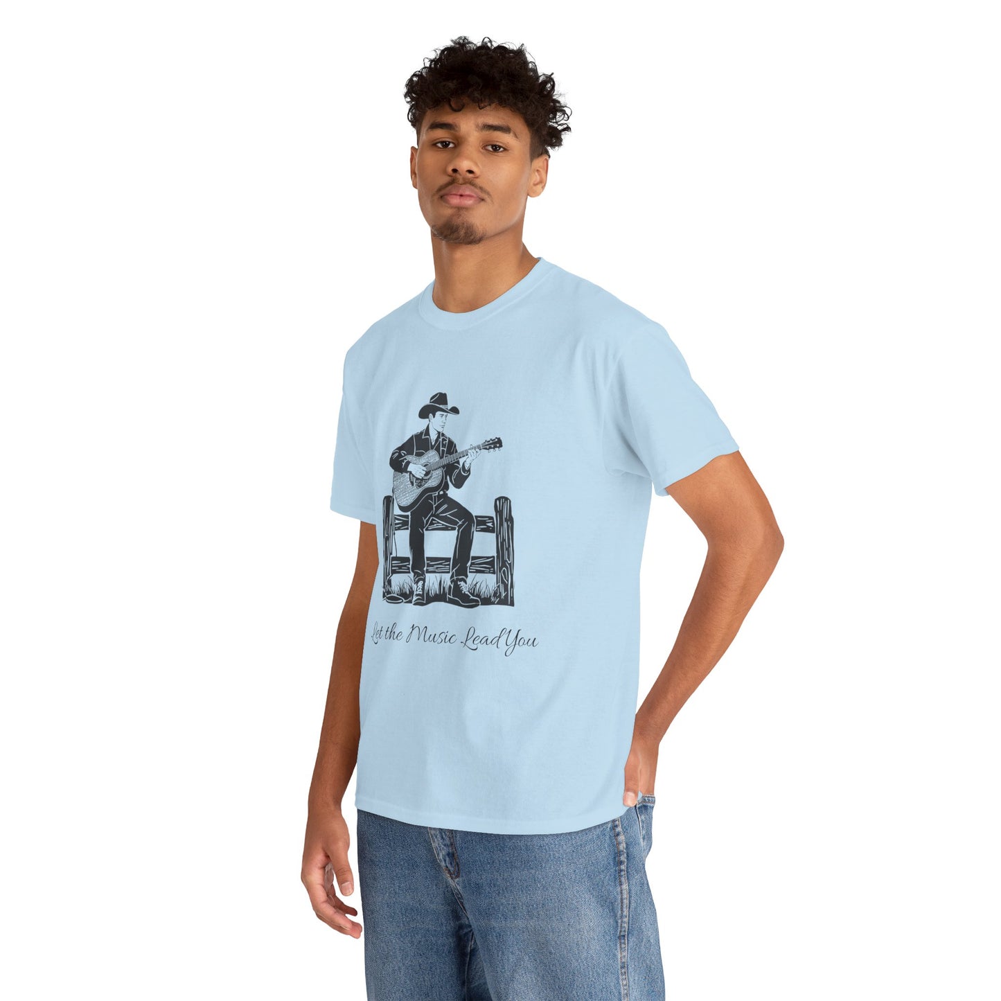 Guitar Cowboy T-Shirt — 'Let the Music Lead You' Country Western Tee