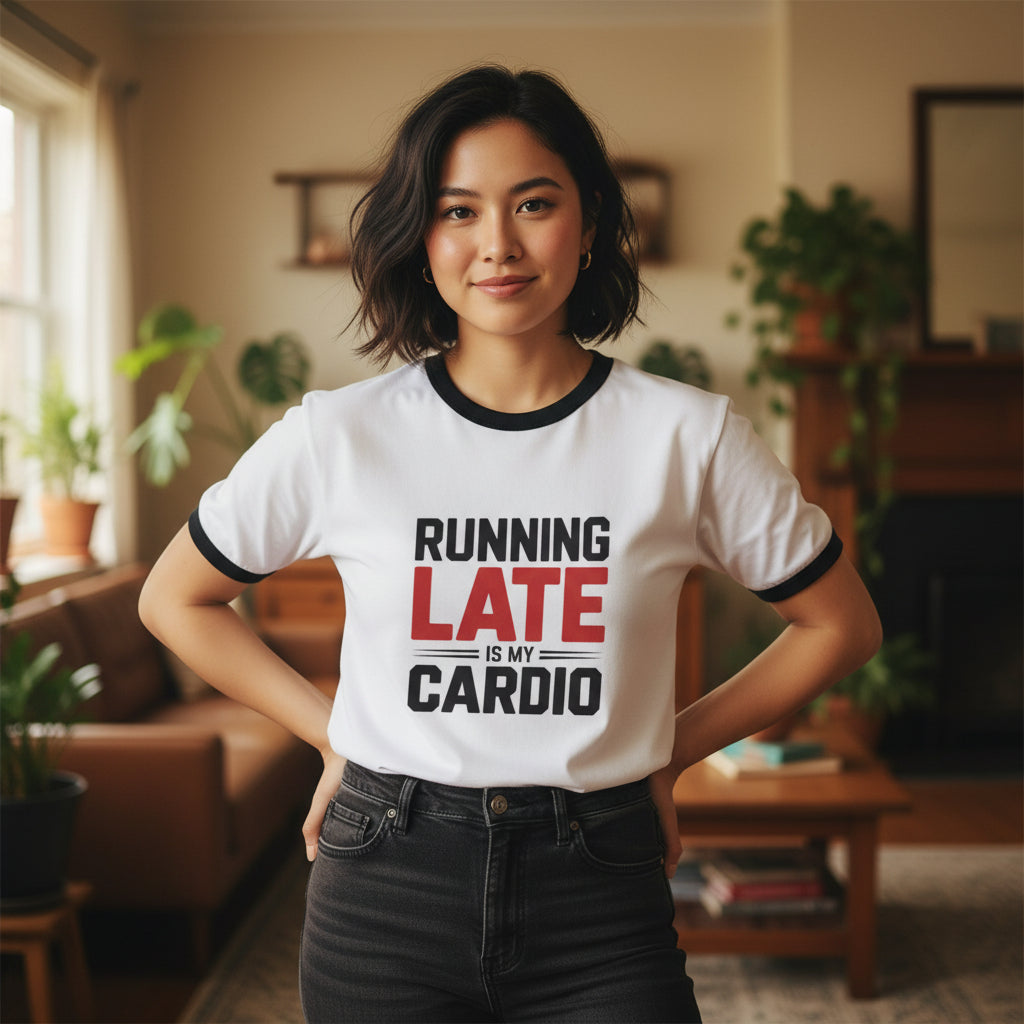 Running Late Is My Cardio Ringer Tee