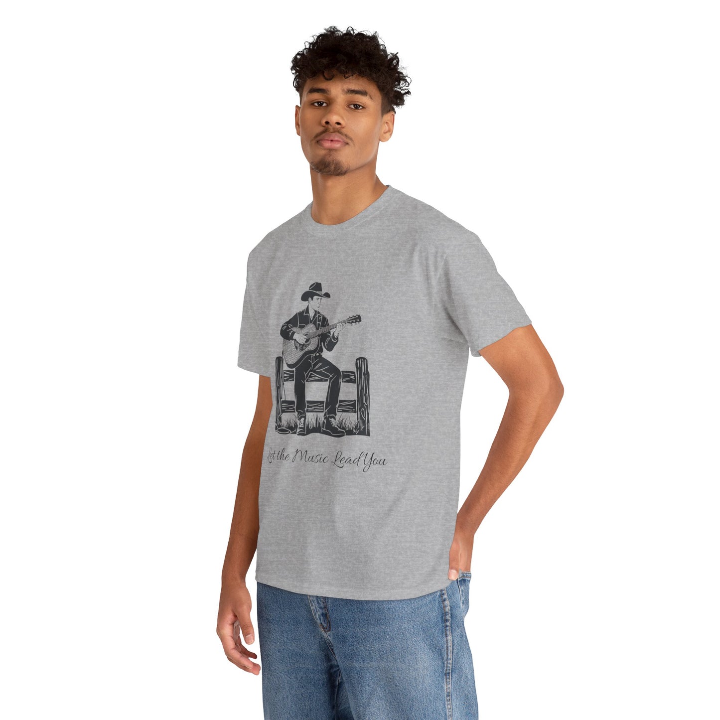 Guitar Cowboy T-Shirt — 'Let the Music Lead You' Country Western Tee