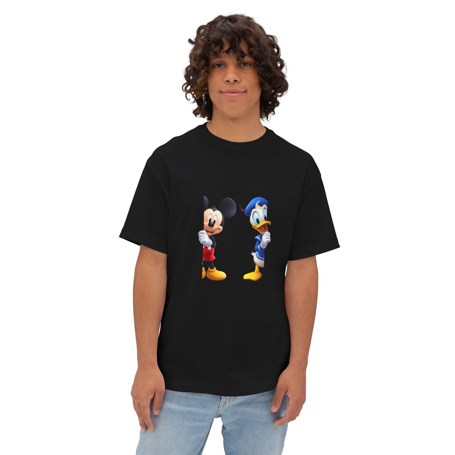 Mickey & Donald Graphic Tee — Oversized Boxy Cartoon Shirt
