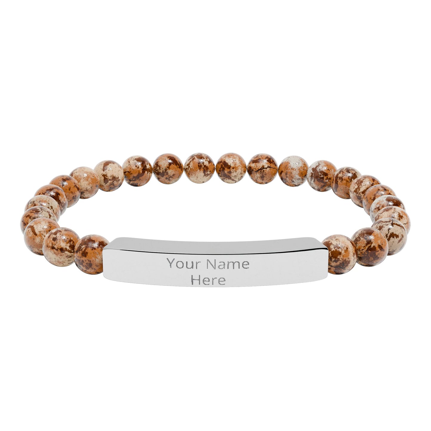 Personalized Engraved Stone Bar Bracelet – Custom Name Stretch Beaded Bracelet
