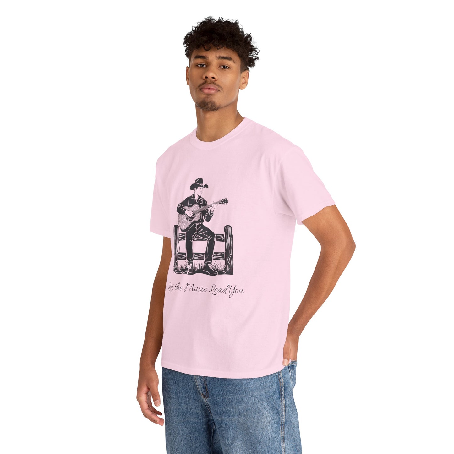 Guitar Cowboy T-Shirt — 'Let the Music Lead You' Country Western Tee