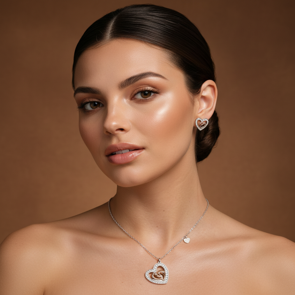 Baby Feet Heart Necklace - Sterling Silver Rose Gold | New Mom & Mother's Day Gift