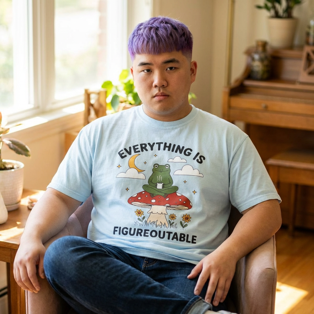Everything Is Figureoutable Frog T-Shirt — Inspirational Mushroom Graphic Tee