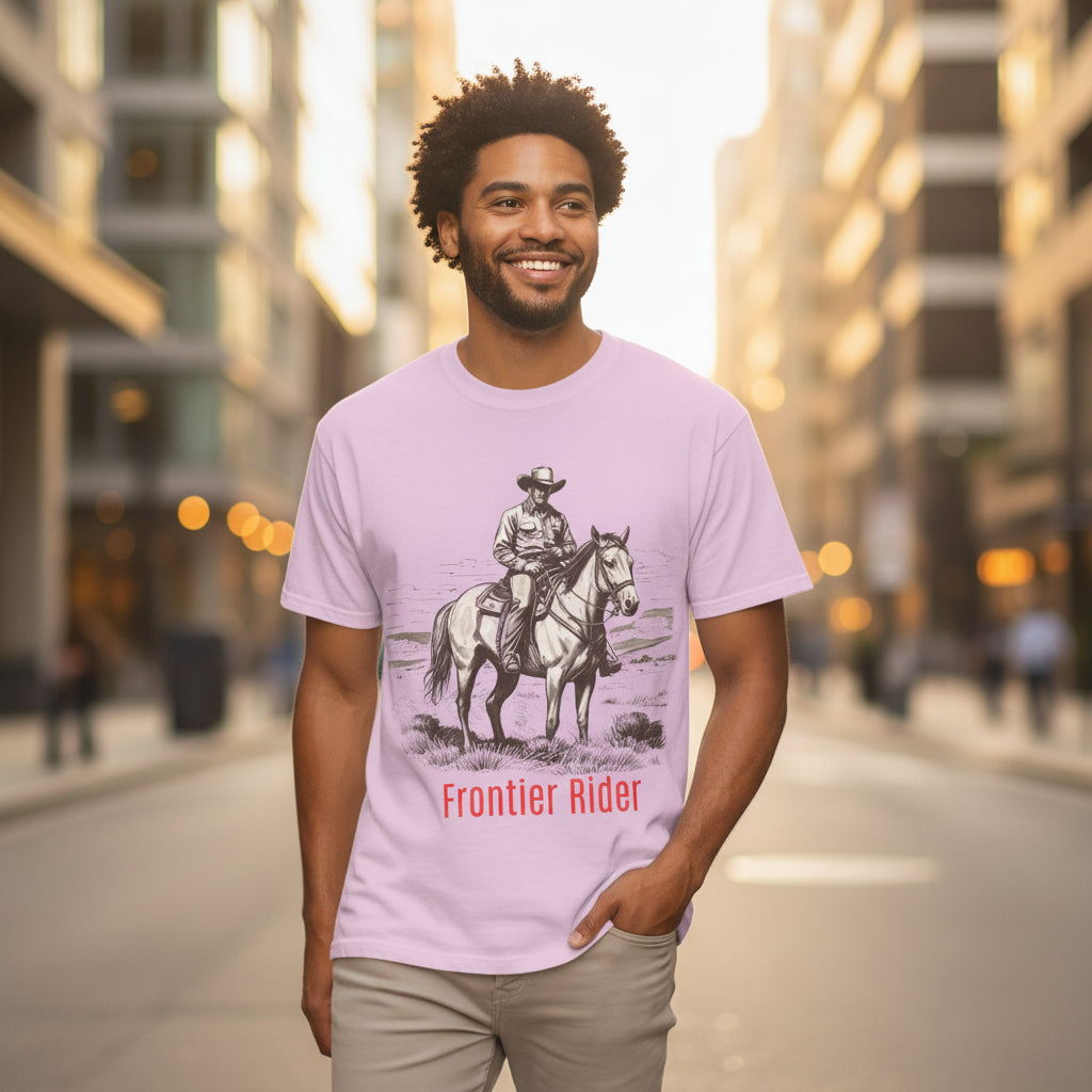 Frontier Rider T-Shirt — Cowboy on Horse Graphic Tee