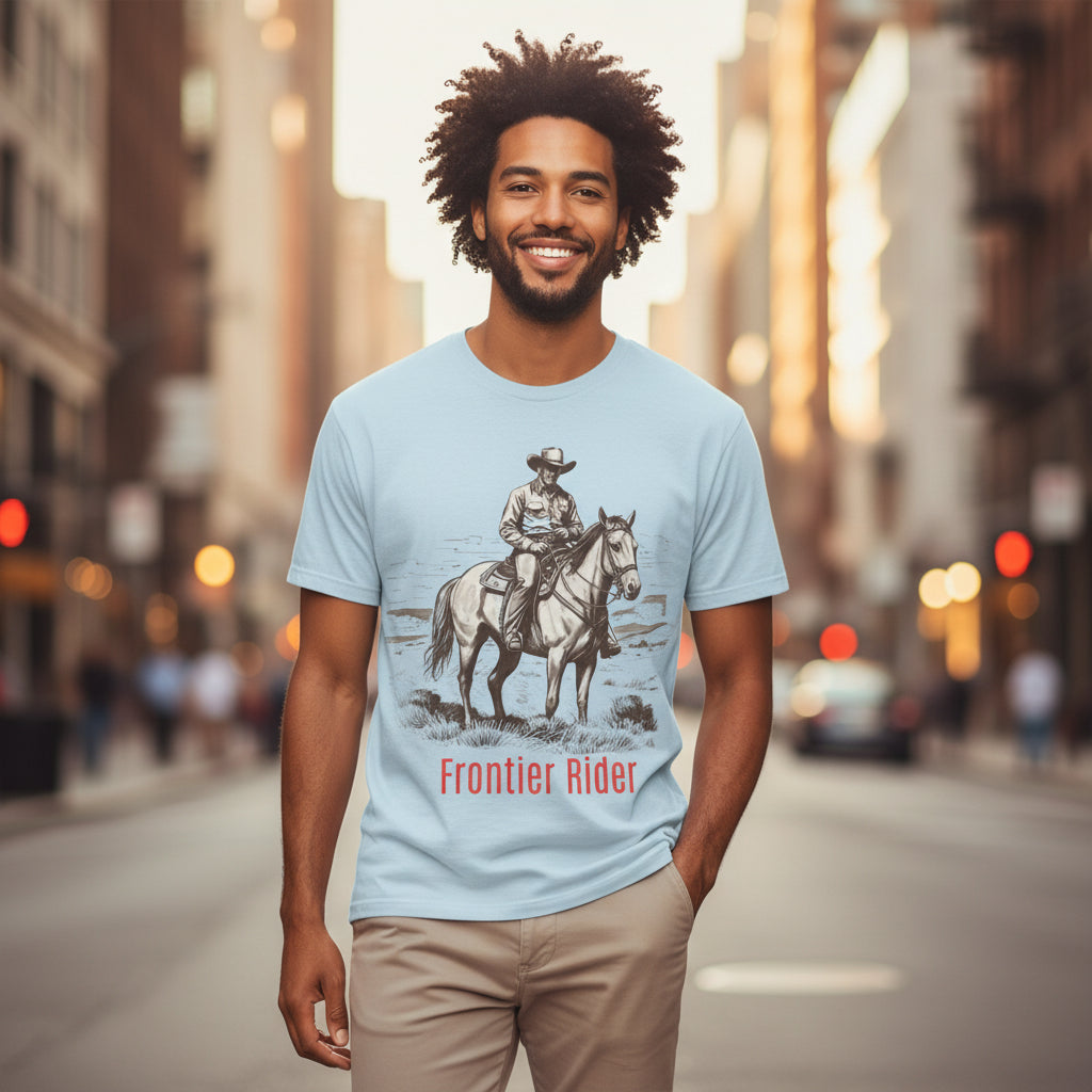 Frontier Rider T-Shirt — Cowboy on Horse Graphic Tee