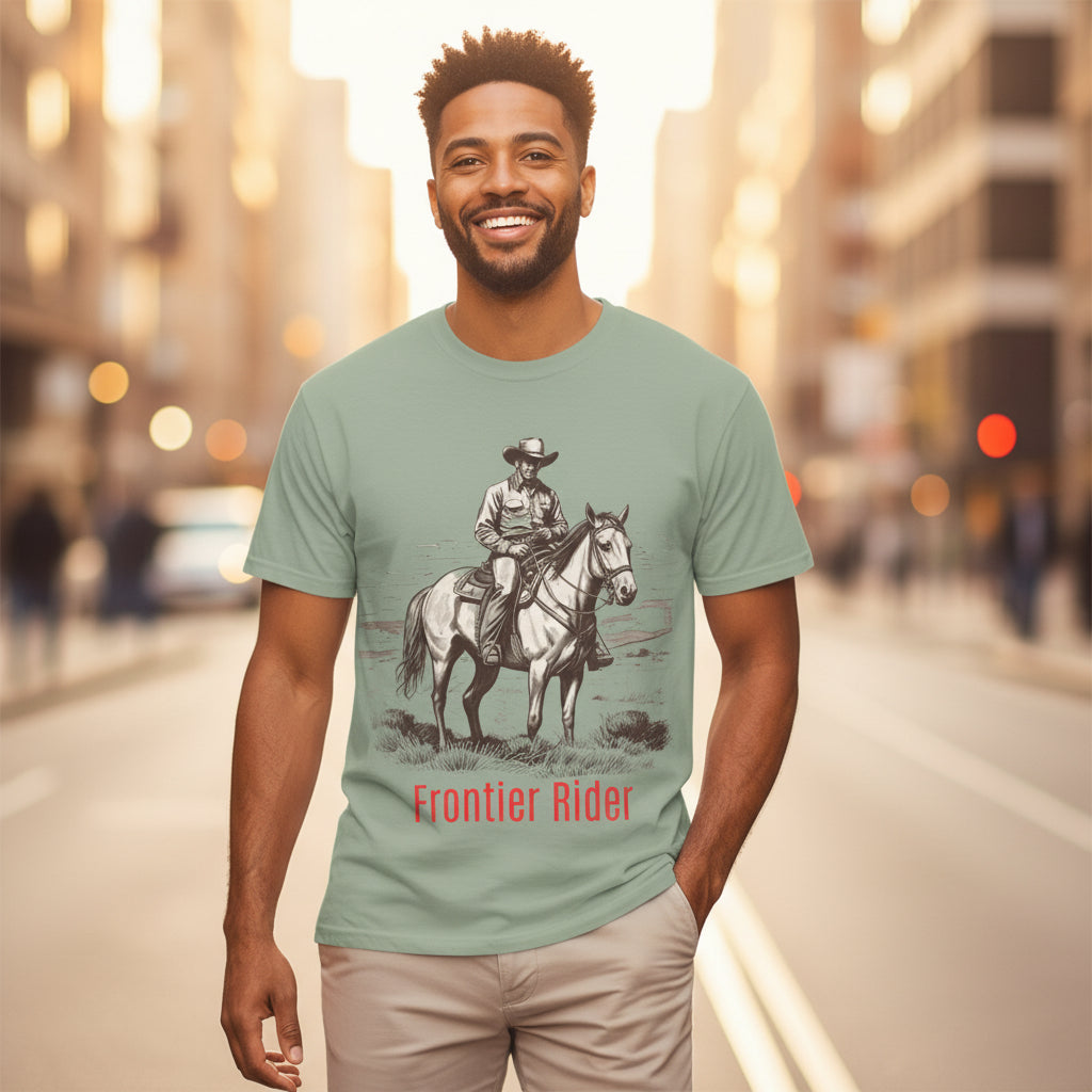 Frontier Rider T-Shirt — Cowboy on Horse Graphic Tee