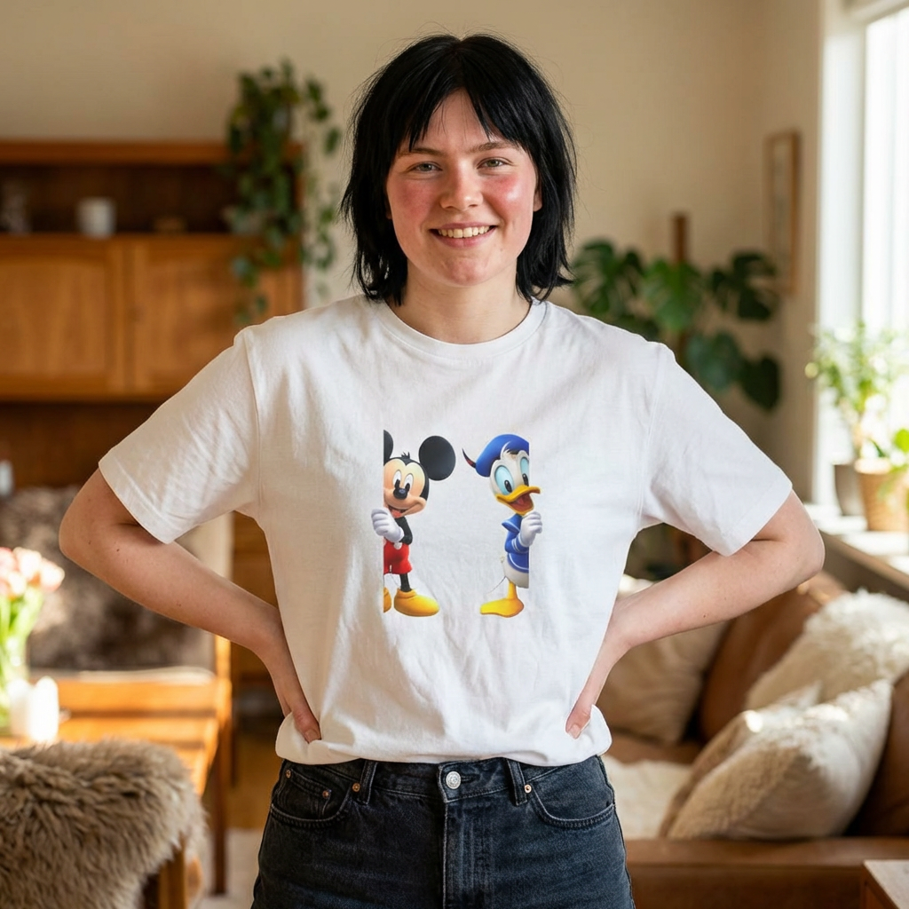 Mickey & Donald Graphic Tee — Oversized Boxy Cartoon Shirt