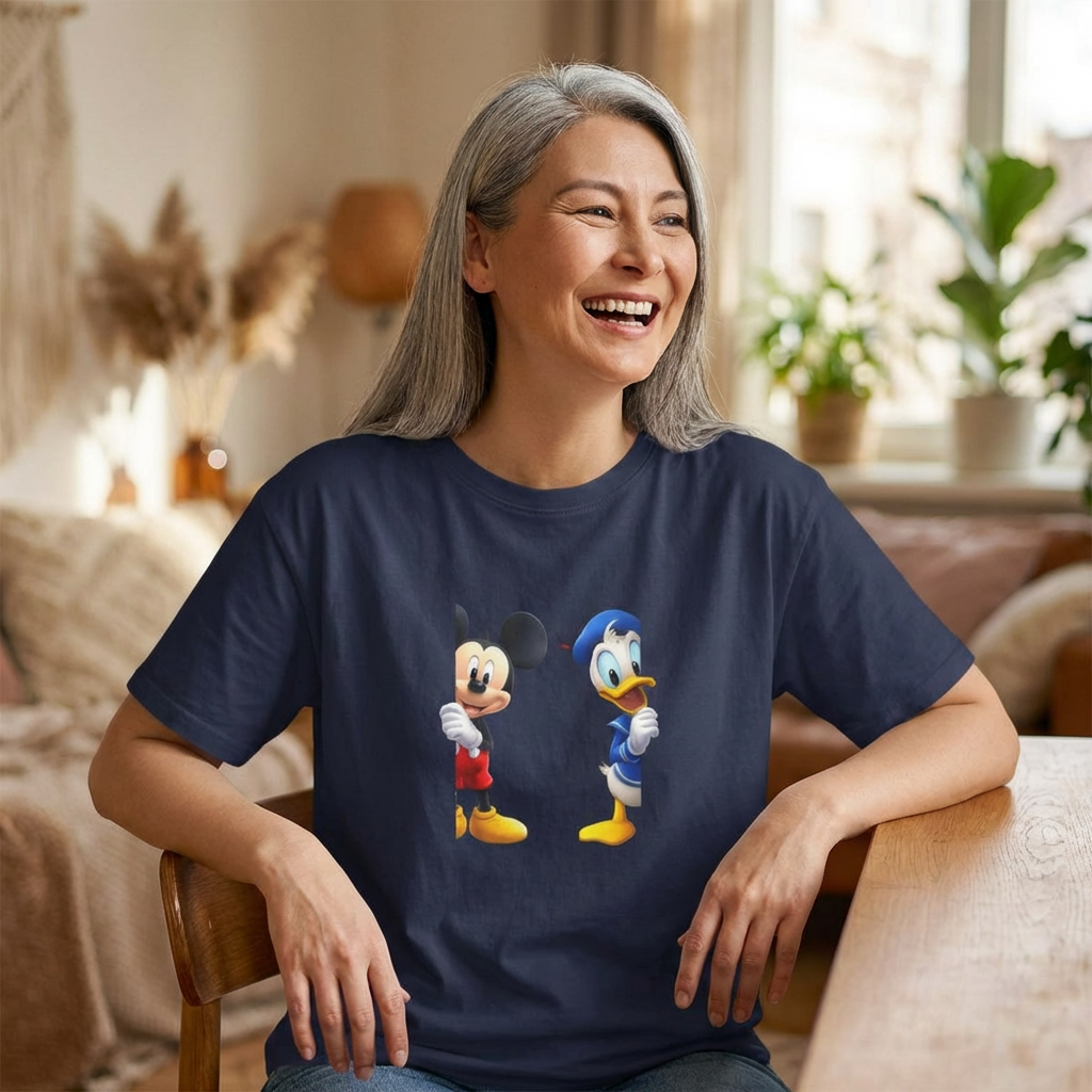 Mickey & Donald Graphic Tee — Oversized Boxy Cartoon Shirt