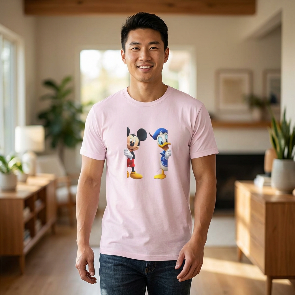 Mickey & Donald Graphic Tee — Oversized Boxy Cartoon Shirt