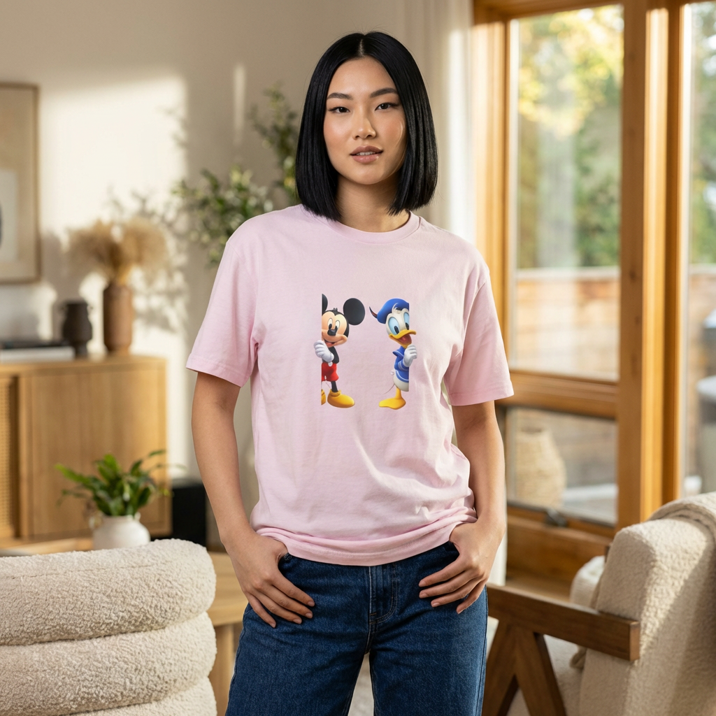 Mickey & Donald Graphic Tee — Oversized Boxy Cartoon Shirt
