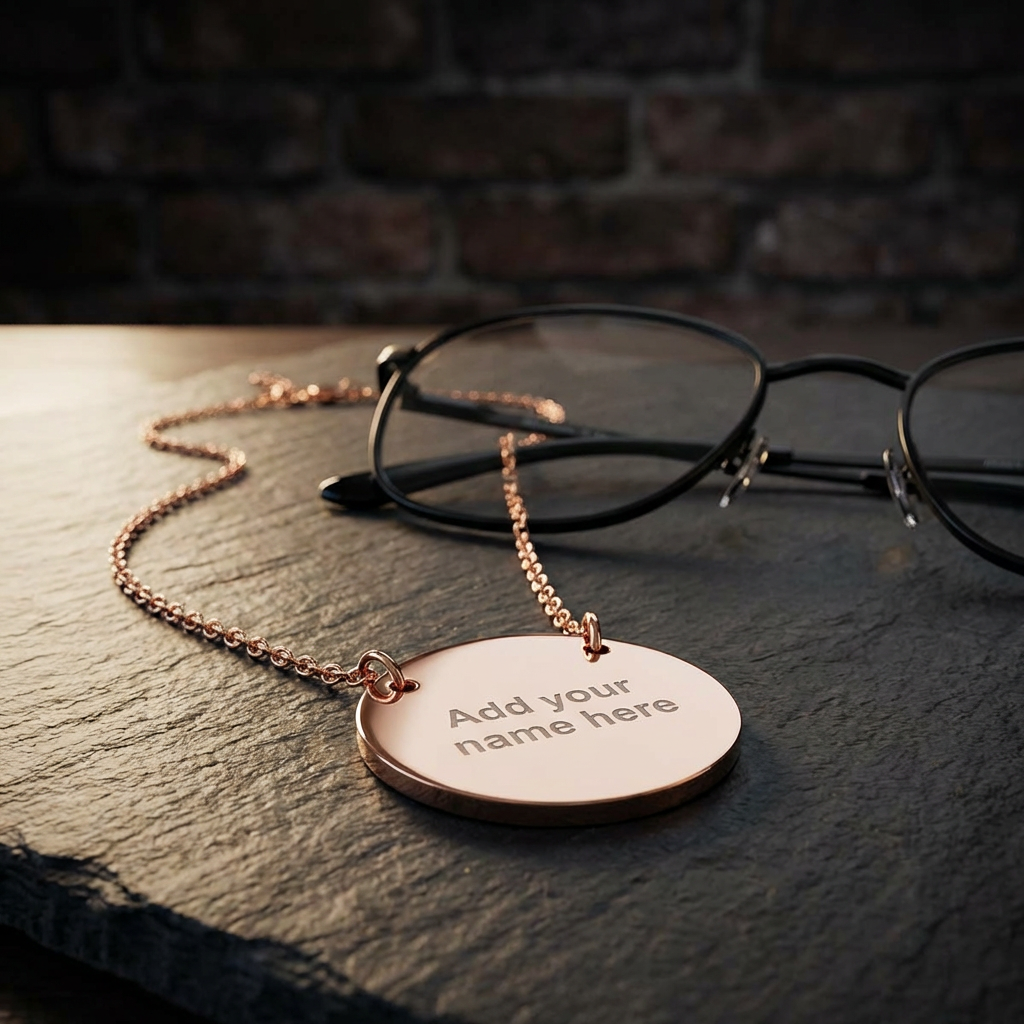 Engraved Circle Necklace — Personalized Name Pendant