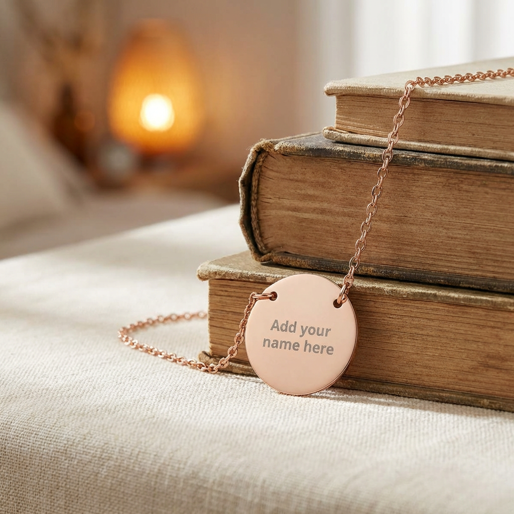 Engraved Circle Necklace — Personalized Name Pendant