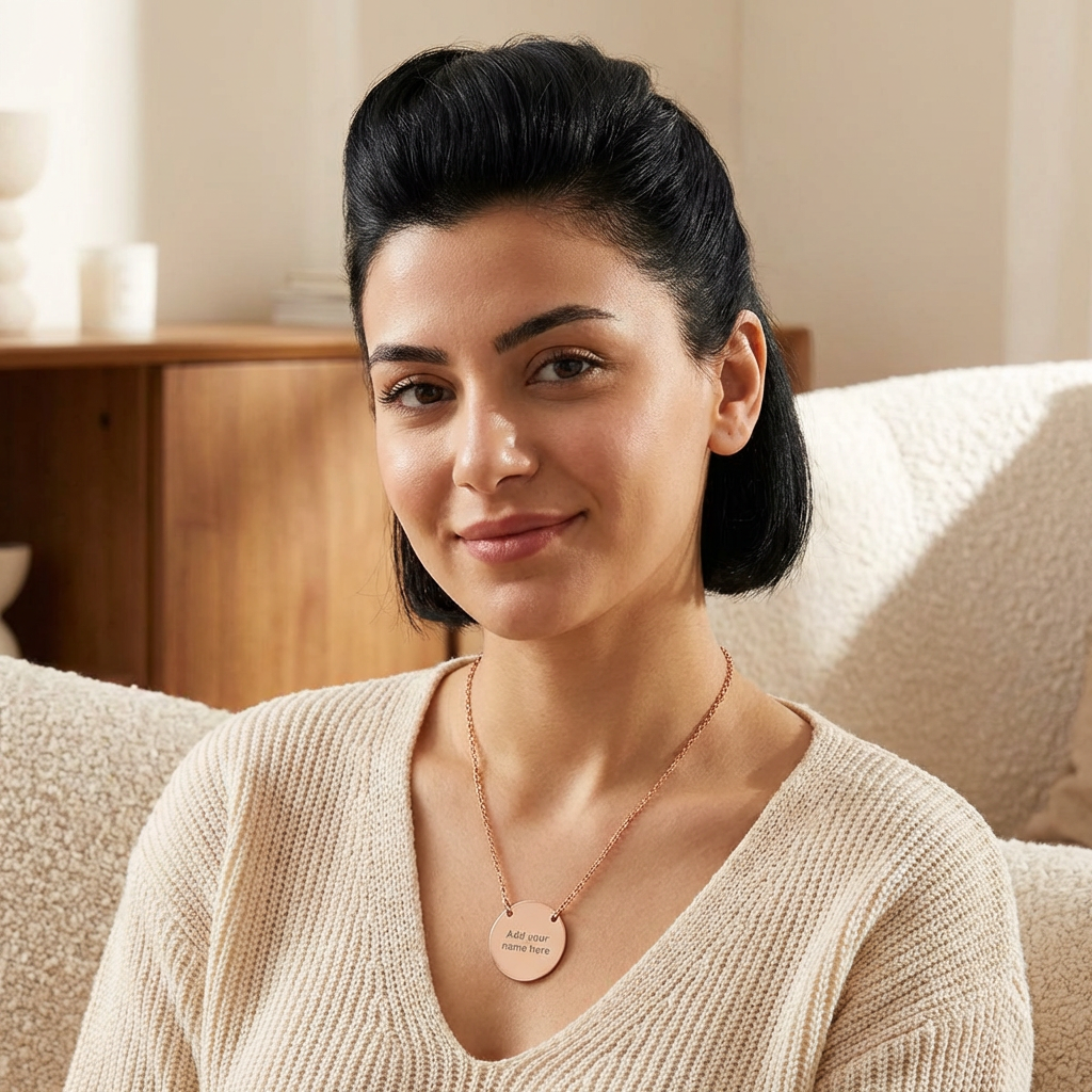 Engraved Circle Necklace — Personalized Name Pendant