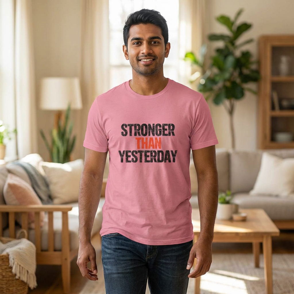 Stronger Than Yesterday T-Shirt — Motivational Workout Tee