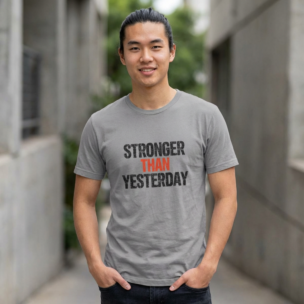 Stronger Than Yesterday T-Shirt — Motivational Workout Tee