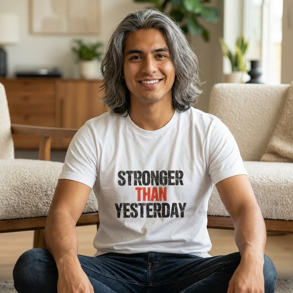 Stronger Than Yesterday T-Shirt — Motivational Workout Tee