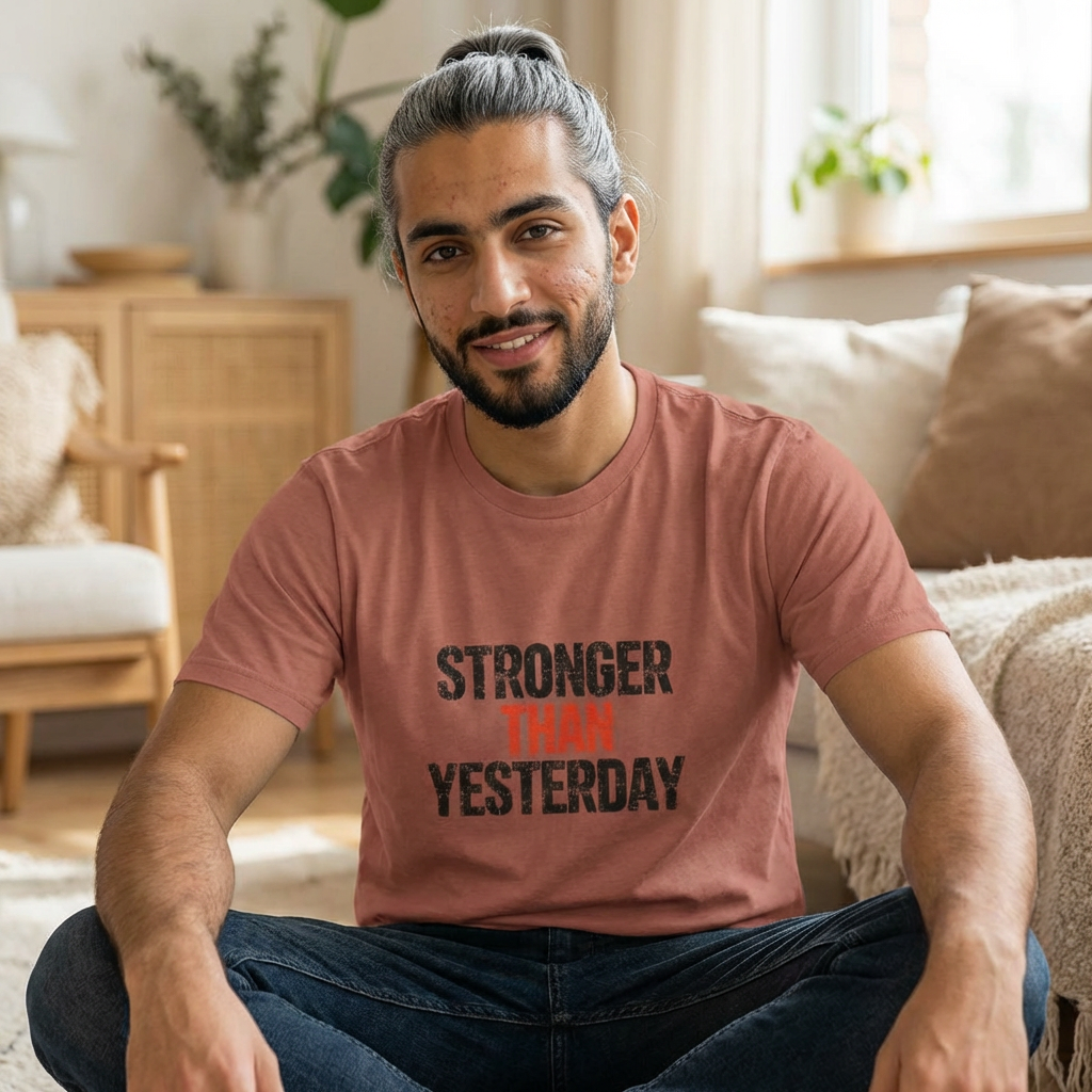 Stronger Than Yesterday T-Shirt — Motivational Workout Tee