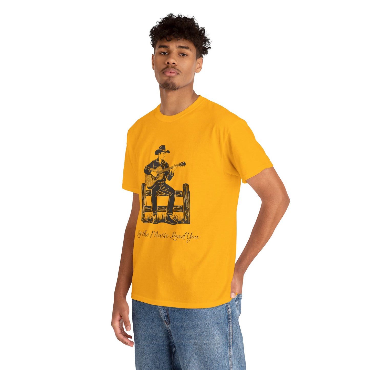 Guitar Cowboy T-Shirt — 'Let the Music Lead You' Country Western Tee