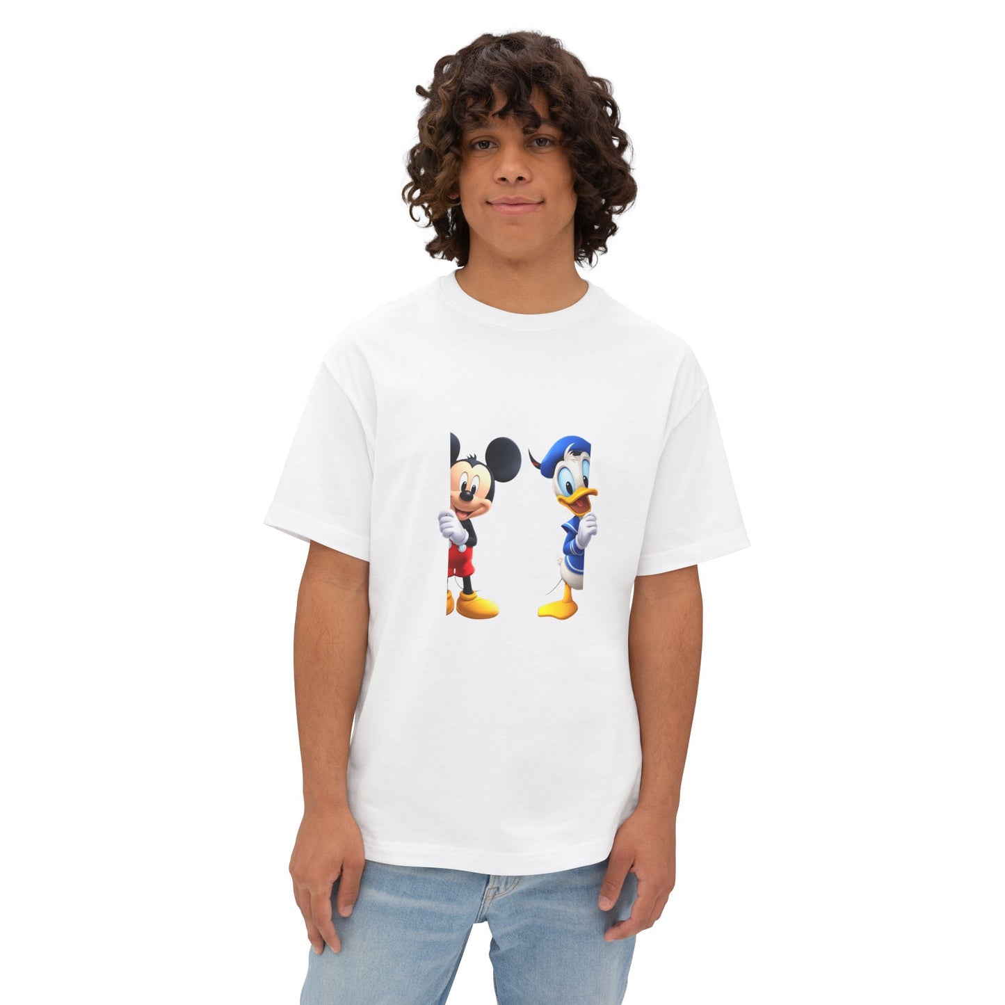 Mickey & Donald Graphic Tee — Oversized Boxy Cartoon Shirt