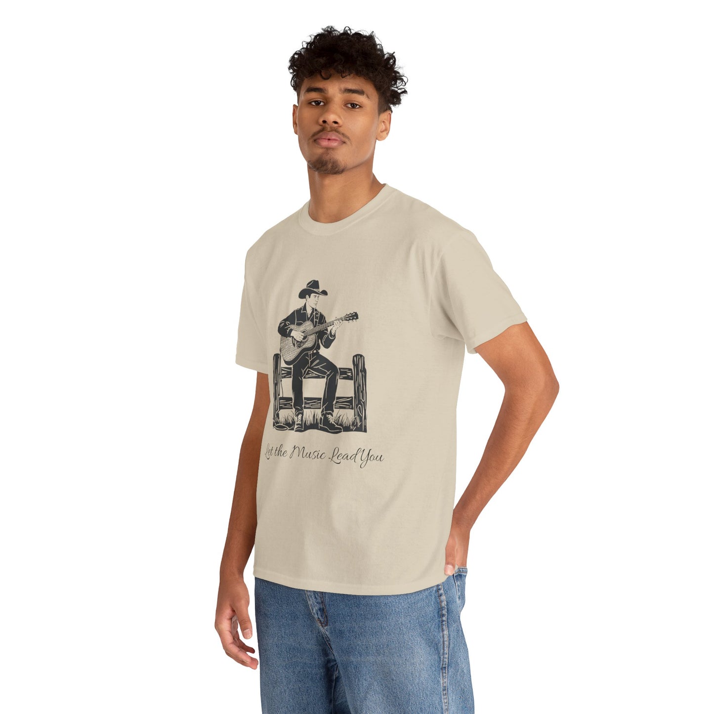 Guitar Cowboy T-Shirt — 'Let the Music Lead You' Country Western Tee