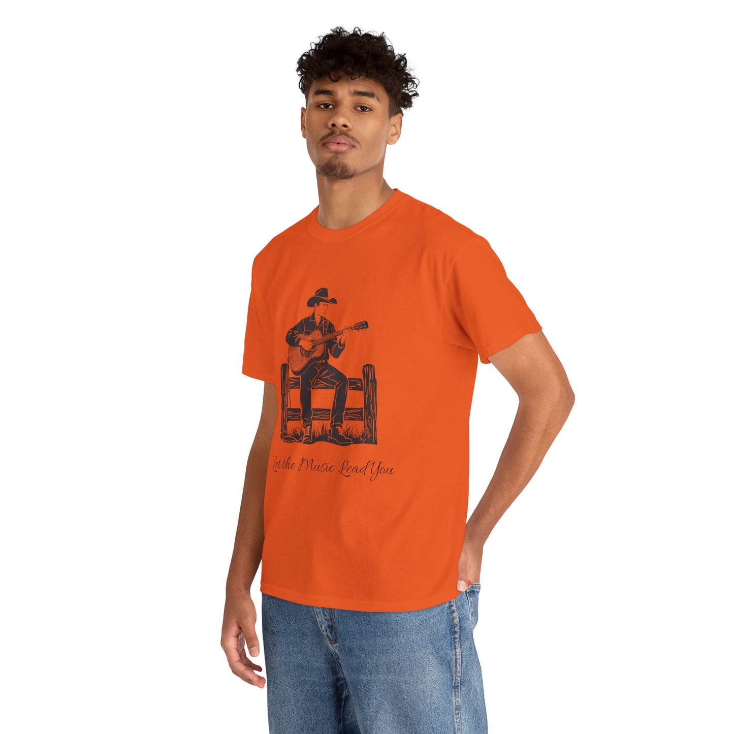 Guitar Cowboy T-Shirt — 'Let the Music Lead You' Country Western Tee