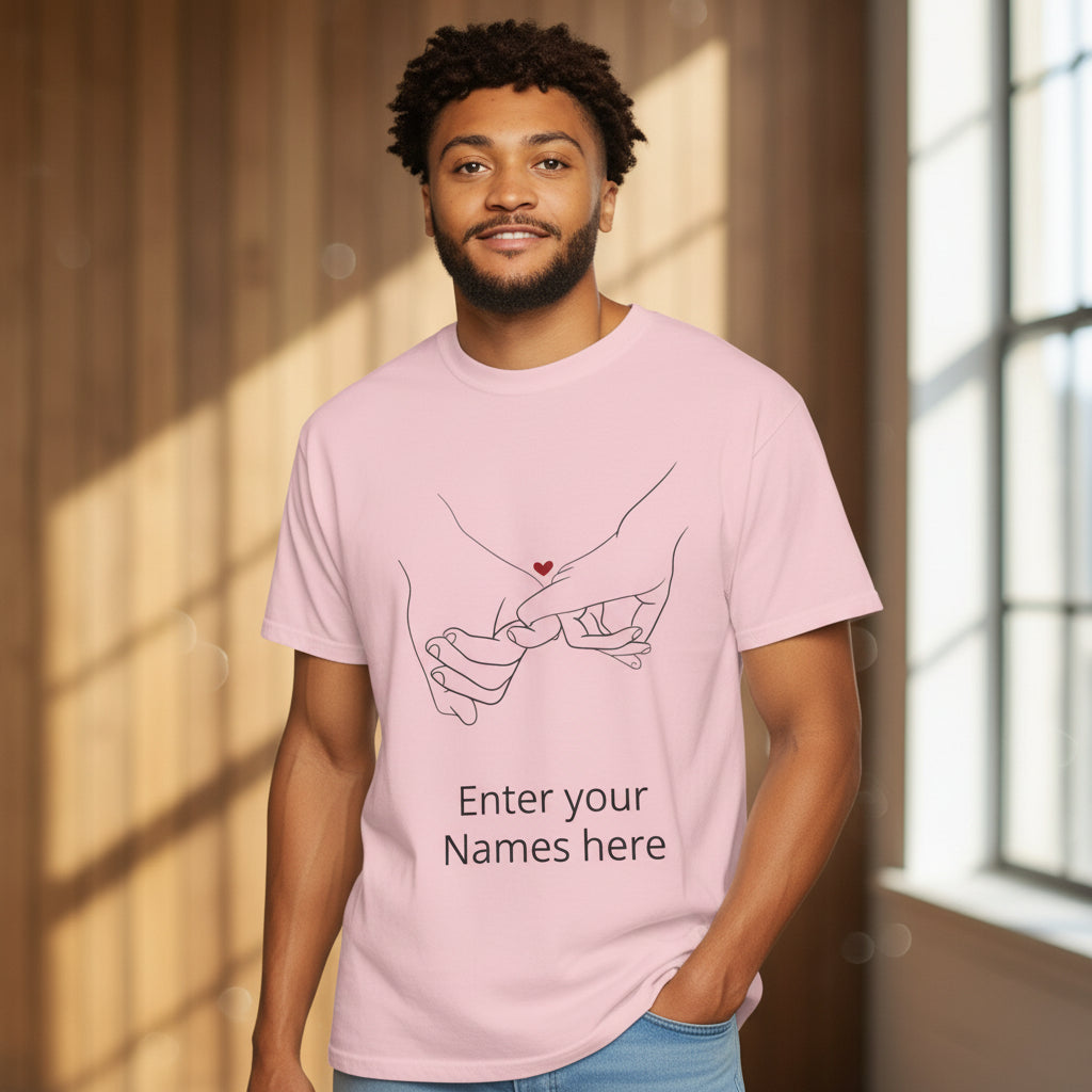 Personalized Pinky Promise T-Shirt — Custom Names Couple Tee