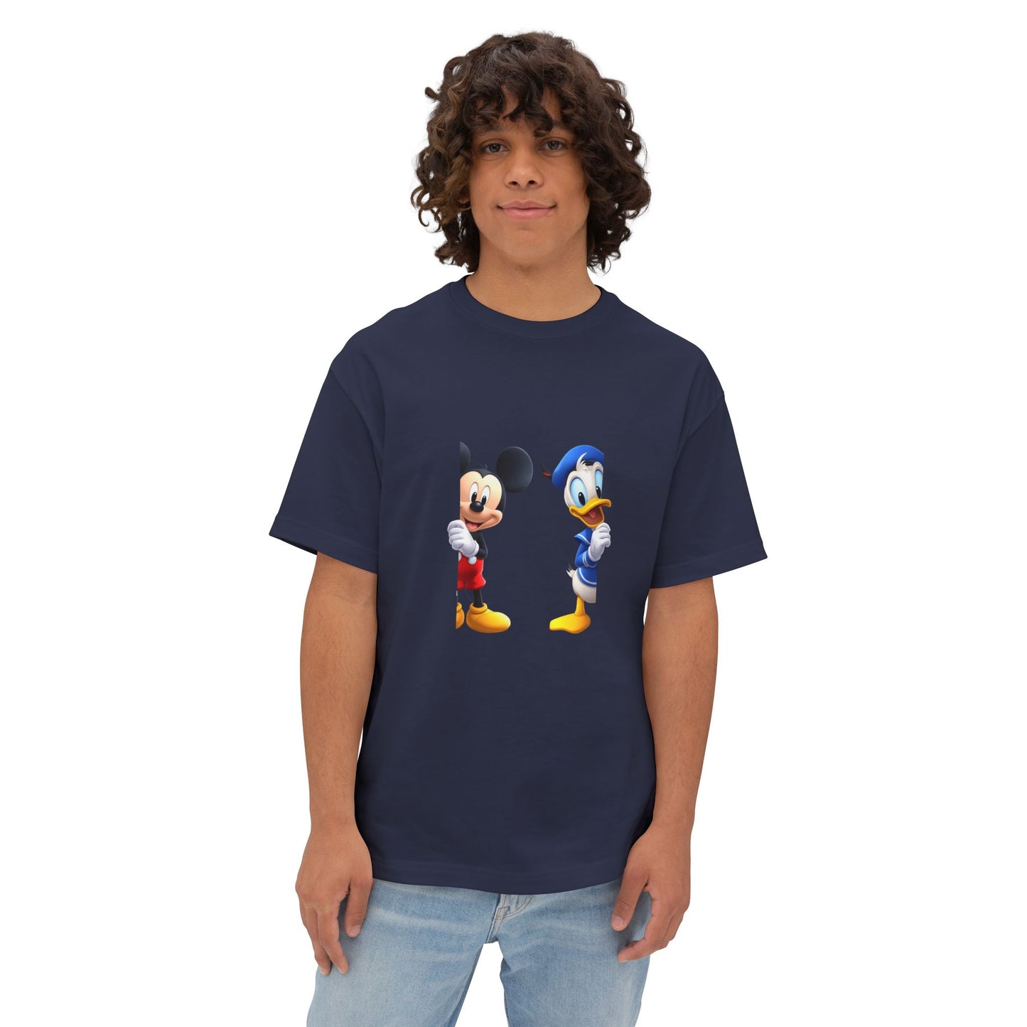 Mickey & Donald Graphic Tee — Oversized Boxy Cartoon Shirt