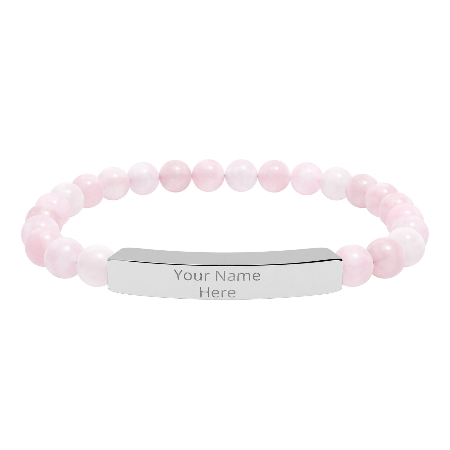 Personalized Engraved Stone Bar Bracelet – Custom Name Stretch Beaded Bracelet