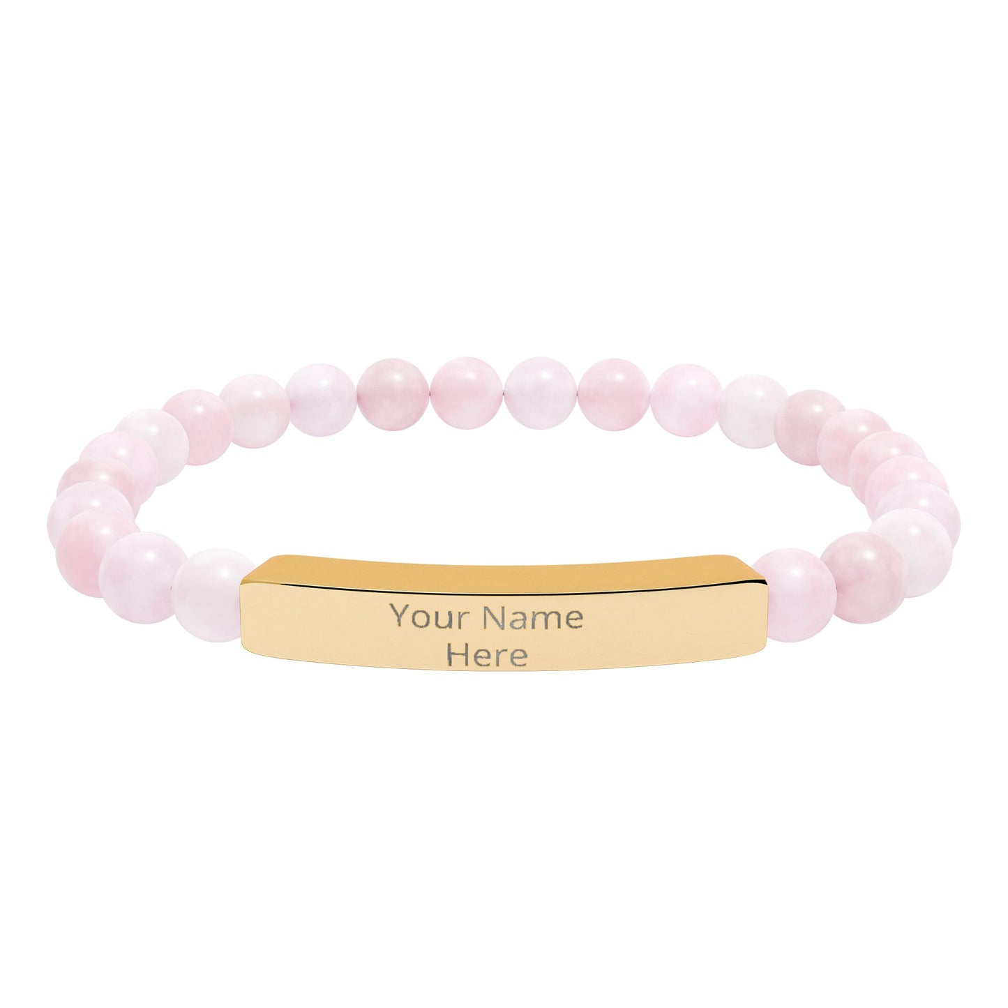 Personalized Engraved Stone Bar Bracelet – Custom Name Stretch Beaded Bracelet