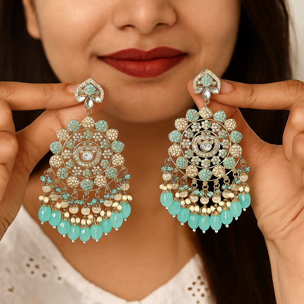 Chandbali Earrings: Indian Ethnic Wedding Jewelry with Beads