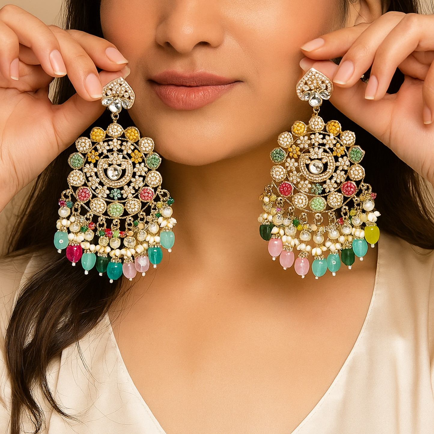 Chandbali Earrings: Indian Ethnic Wedding Jewelry with Beads