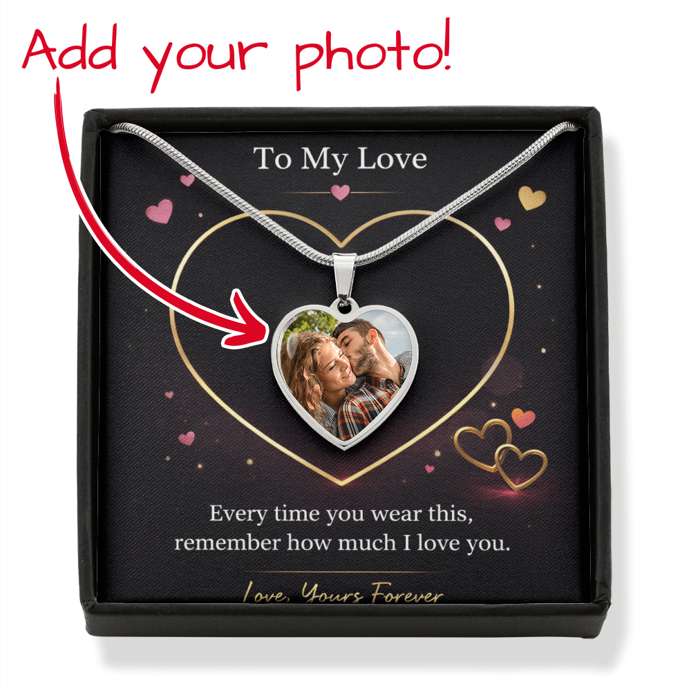 Personalized Heart Photo Necklace – Custom Love Pendant in Surgical Steel & 18K Gold Finish