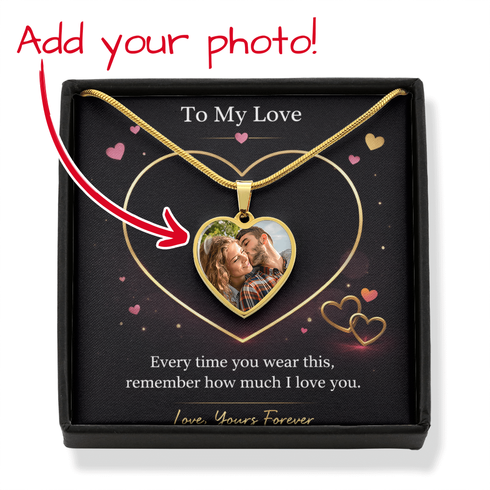 Personalized Heart Photo Necklace – Custom Love Pendant in Surgical Steel & 18K Gold Finish