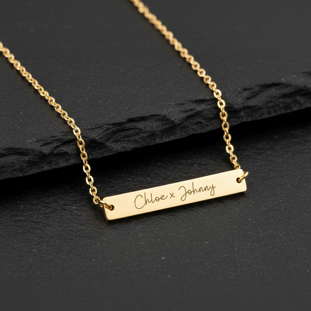 Name Tag Horizontal Bar Necklace