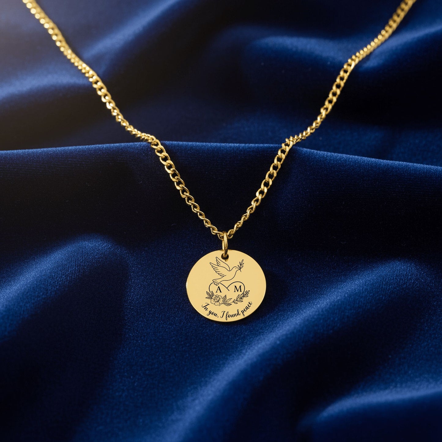 Personalized Cuban Coin Necklace with Initials – Custom Engraved Pendant Gift