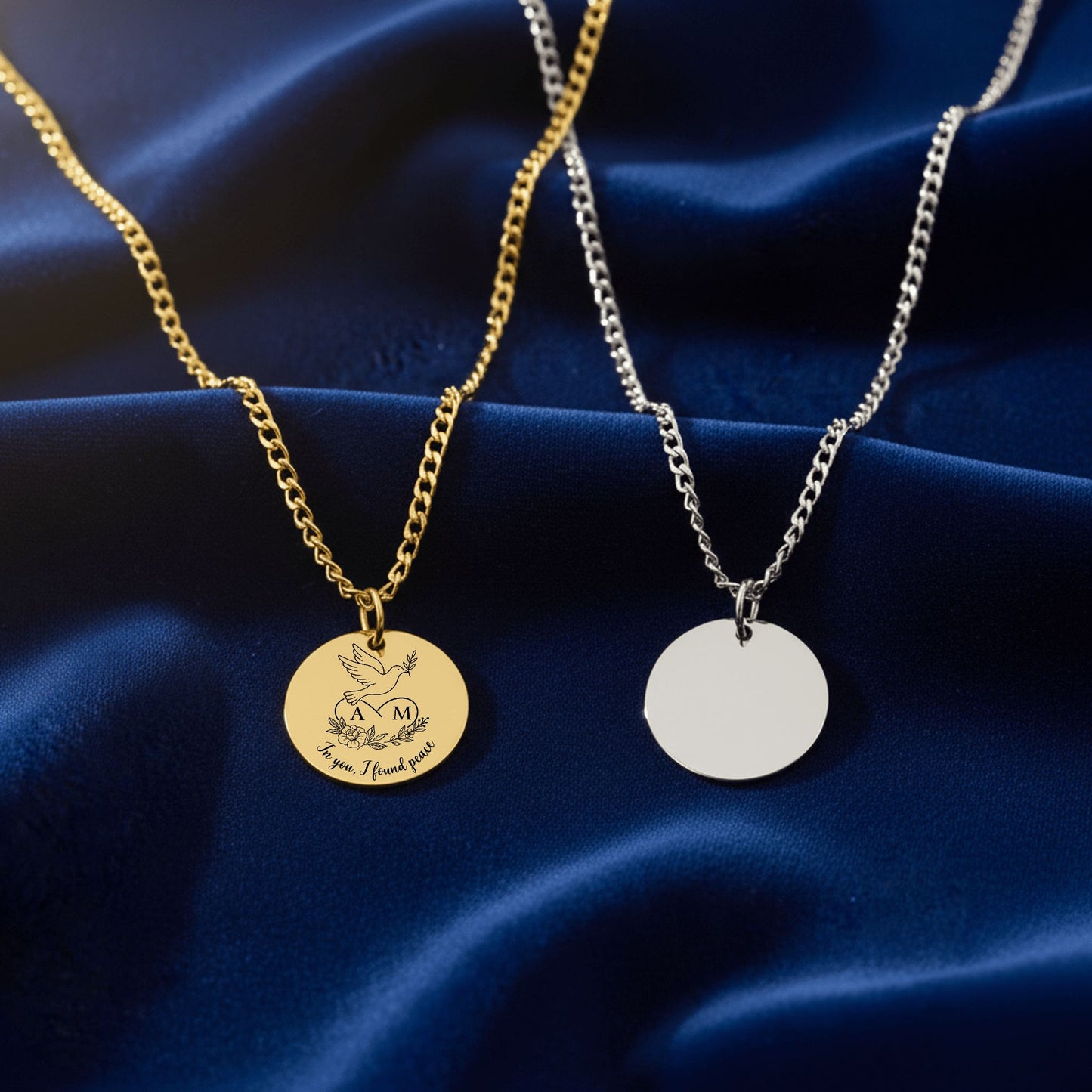 Personalized Cuban Coin Necklace with Initials – Custom Engraved Pendant Gift