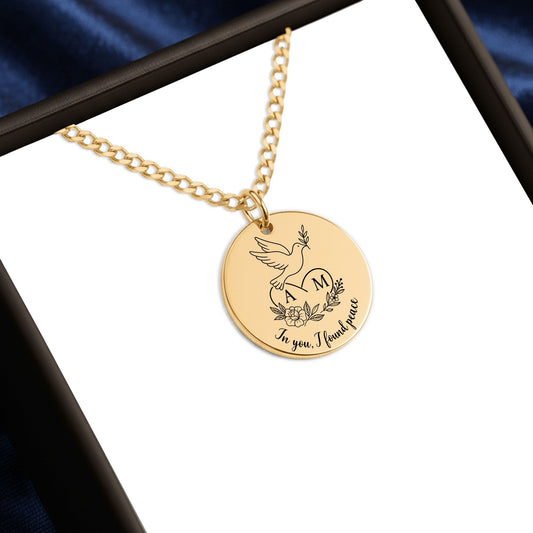 Personalized Cuban Coin Necklace with Initials – Custom Engraved Pendant Gift