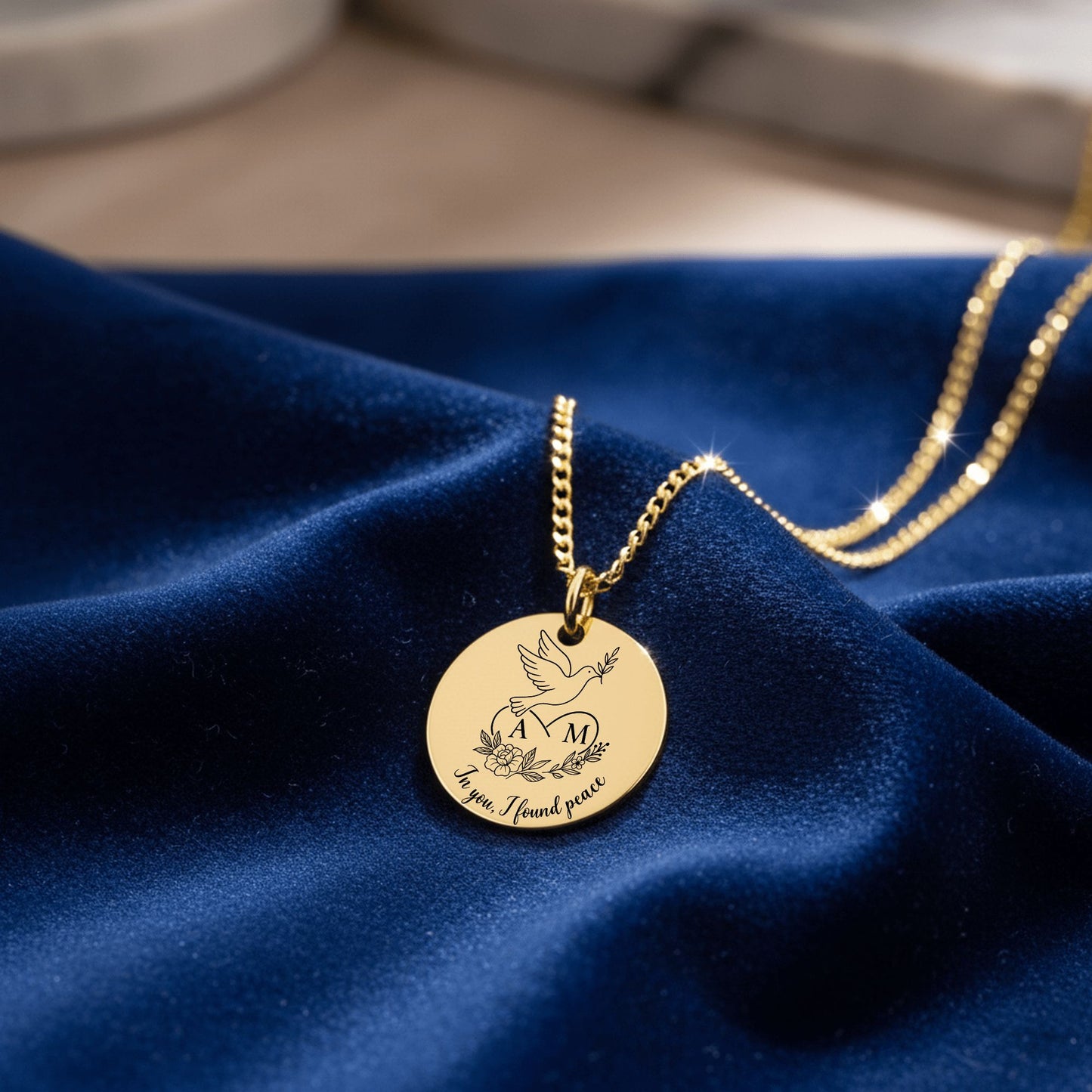 Personalized Cuban Coin Necklace with Initials – Custom Engraved Pendant Gift