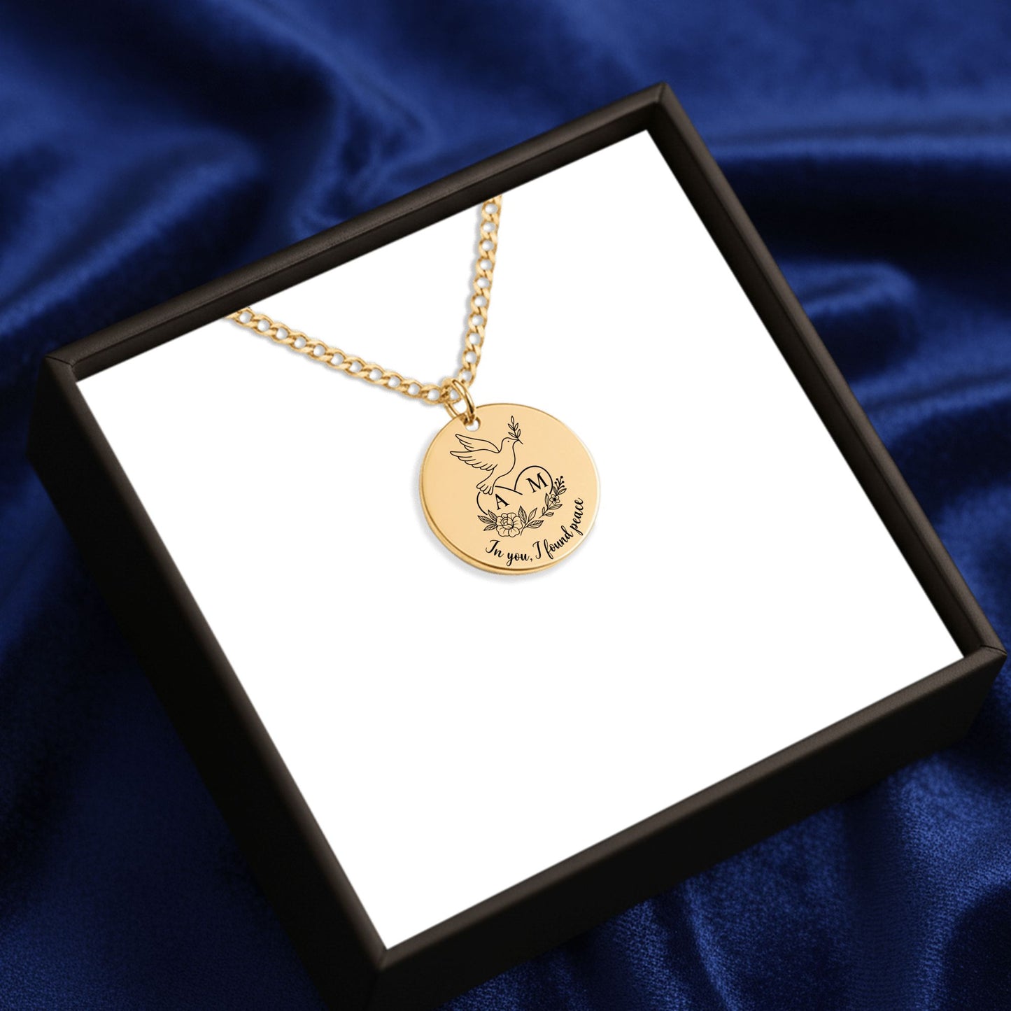 Personalized Cuban Coin Necklace with Initials – Custom Engraved Pendant Gift
