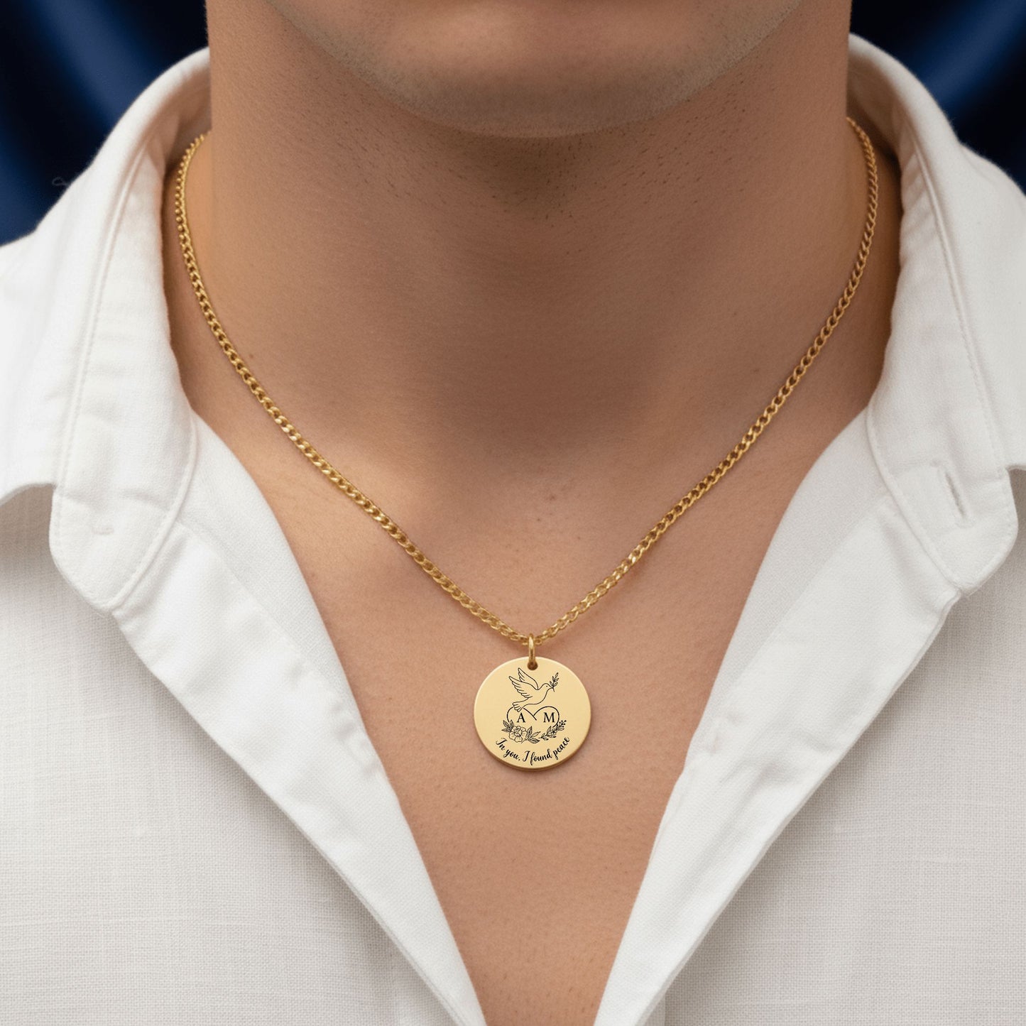 Personalized Cuban Coin Necklace with Initials – Custom Engraved Pendant Gift