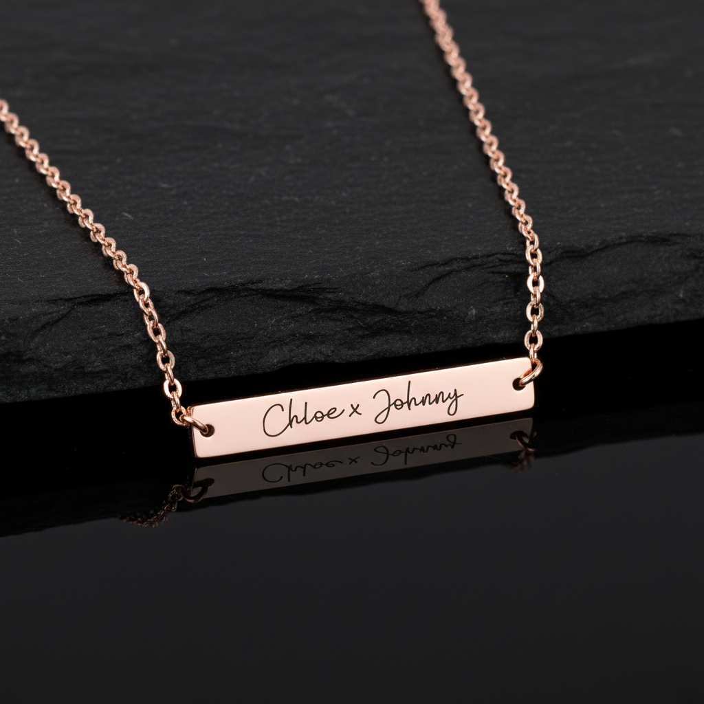 Name Tag Horizontal Bar Necklace