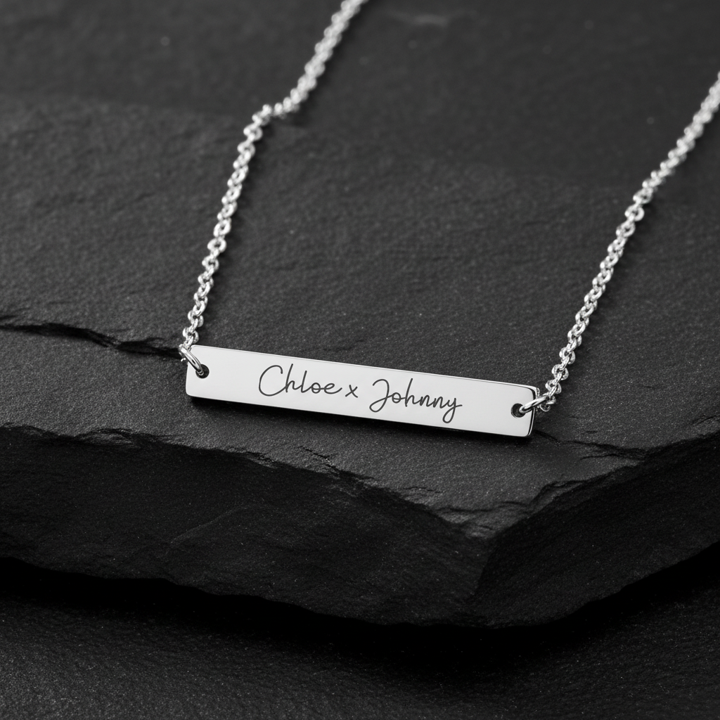 Name Tag Horizontal Bar Necklace
