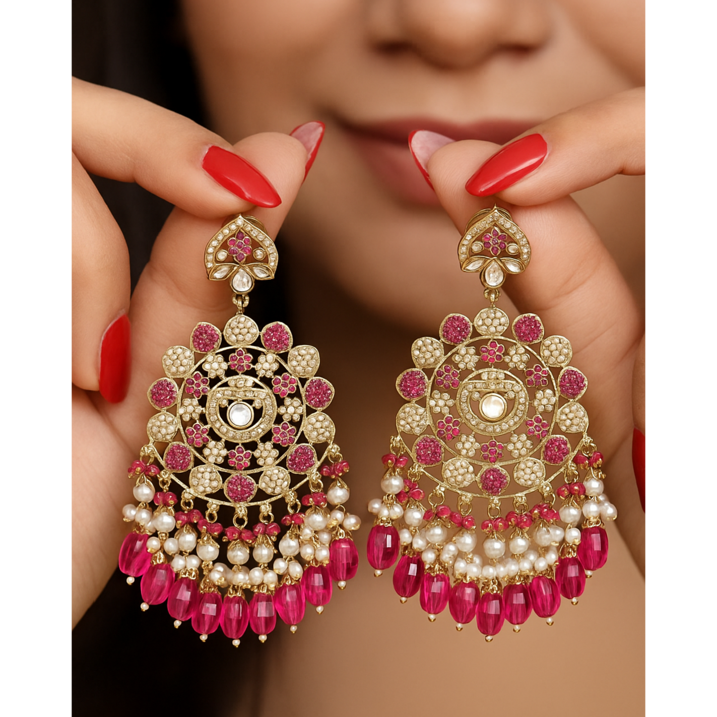 Chandbali Earrings: Indian Ethnic Wedding Jewelry with Beads